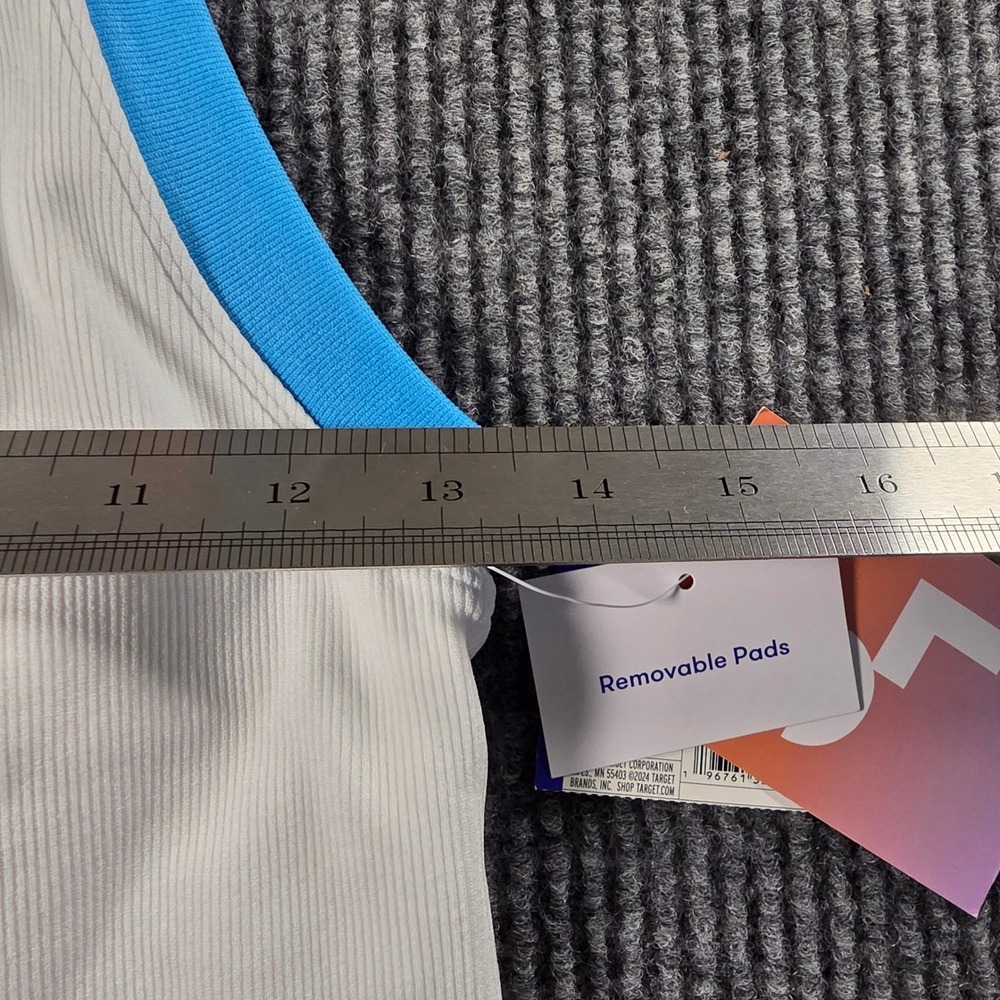 JoyLab Womens Ribbed Seamless Longline Sports Bra Colorblock Red Blue Medium NWT - Picture 5 of 6